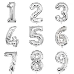 Decorazione per feste Palloncino numero 32 pollici in lamina d'argento Prima neonata Decorazioni di compleanno per bambini 1 ° 1 2 3 4 5 6 7 8 9 10 30 40 anni 308Y