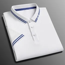 رجال Polos Summer Summer Treaftible Men Prestons Cotton Pusiness Business Short Sleeve Top Polo Shirt للرجال الرسمي الرسمي 230714