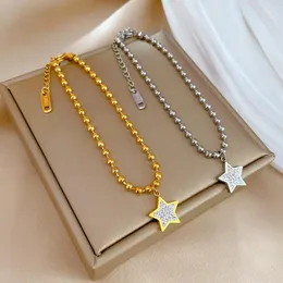 Charm Bracelets Aço Inoxidável Ouro Prata Cor Strass Star Charms Cadeia Pulseira Moda Feminina Jóias Atacado