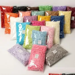 Presentförpackning 100 g colorf strimlad crinkle papper raffia godislådor diy gåvor lådan fyllning material bröllop äktenskap hem dekoration 83 d dhhc1