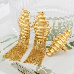 Necklace Earrings Set African Vintage Tassel Bohemian Rings Women's Ethiopian Gold Plated Jewelry Bride Jewellery Wedding Party