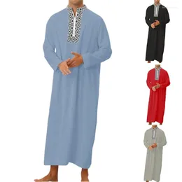 Abbigliamento etnico Uomo Musulmano Robe Medio Oriente Jubba Thobe Maschile Zipper Kaftan Robes Maniche lunghe Arabo saudita
