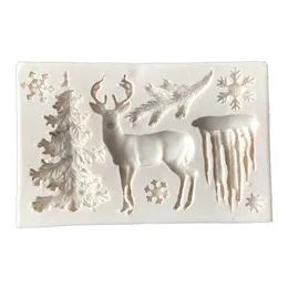 CORATED Árvore de Natal Útil Alce Floco de Neve Molde de Silicone Geleia de Chocolate Molde para Cozimento Açúcar Ferramentas para Artesanato Fondant Decoração de Bolo3156