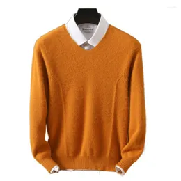 Herrtröjor Pure Mink Cashmere Sweater V-Neck Pullovers Knit Autumn and Winter Long Sleeve High-End Jumpers Tops