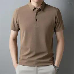 T-shirty T-shirt z krótkim rękawem Polo Slim Top High-end Lapel Solid Trend Merceryzowane bawełniane białe koszulę Blue Orange