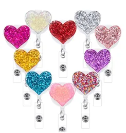 1pc bling love Heart Heart Retractable Holder Clips bosle for nurse id badge reel with fligator clip1930824