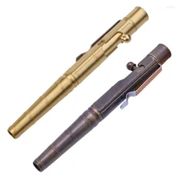 Metallic Pen Brass Ball Point Retro Bamboo Node Bolt Type Military