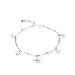 Anklets Fashion Women Anklet 925 Sterling Silver Hexagon Star Hollow Zircon Decoration Jewelry Foot Accessories for Girl