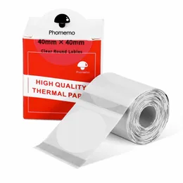 Adhesive Stickers Phomemo M200 M110 Thermal Adhesive Paper Transparent Round Paper 1.57"x1.57" Sticky Thermal Labels Printer Paper Clear 1-Roll 230715