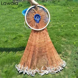 Fishing Accessories Lawaia Fishing Net Fish Mesh Hand Throwing Net Outdoor Fishing Tackle Tool Galvanized Steel Casting Network Model 240/300/600 230715