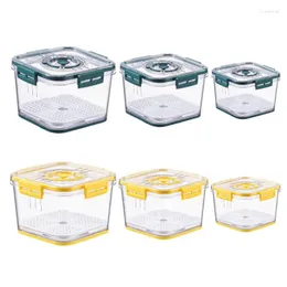 Garrafas de armazenamento Geladeira de plástico Caixa hermética Transparente Selado Recipiente Cronometragem Cozinha Para Fresh Holder Bin Empilhável Geladeira