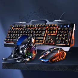 Tangentbordmuskombinationer RGB Gamer Keyboard Gaming Keyboard och mus hörlurar Gamer Kit Backbelyst USB Wired Computer KeyboardFor PC Laptop 3 In1 TecLado 230715