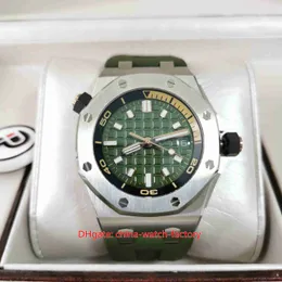 IP Factory MENS Watch Super Quality 42 mm 15720 Diver 15720st.OO.A052CA.01 Army Green Dial zegarki ze stali nierdzewnej