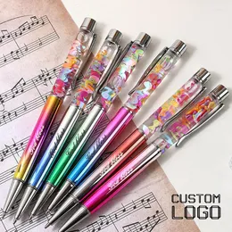 Laser Engraving Logo Rotating Metal Ballpoint Pen Notes Into Oil Wedding Gift School Supplies Teacher Student Souvenirs