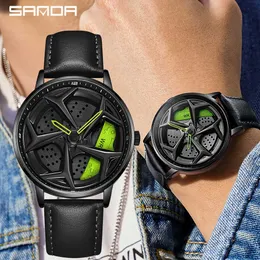 Moda uomo orologio di lusso 360 rotante ruota auto quadrante sportivo orologio al quarzo orologio da polso impermeabile in pelle casual Relogio Masculino