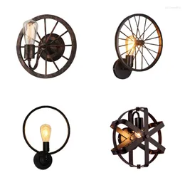 Vägglampa loft retro järn industriell vind personlighet bar gångar frisör rund kreativ designer bredvid sconce