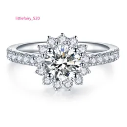 펜던트 목걸이 도매 해바라기 Hola Moissanite 925 인증서 약혼 반지 프론트 설정 VVS Moissanite Diamond Wedding Ring