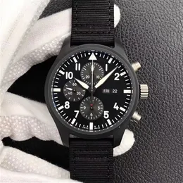 44 5mm keramiskt fodral Nato Rand Chronograph Chrono Waterproof ZF Quality Automatic Mens Men Watch 389101 Watches238k