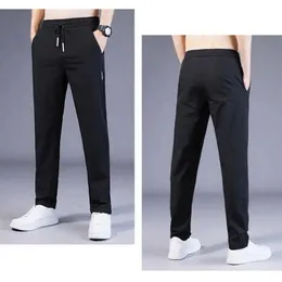 Mäns byxor 2023 Summer Casual Ice Silk Thin Sports Elastic Straight Trousers Breattable Quick Tork Drop 230715