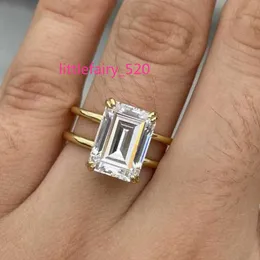 Band Rings SICGEM Customized S925 9k 14k 18k D Color Loose Emerald Cut Moissanite Ring For Birthday Anniversary Engagement Wedding