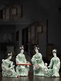 Cinzeiros Chinês Jingdezhen ic Senhoras Cerâmica Decoração Casa Sala de Estar Desktop Escultura Enfeites Estante de Hotel Estatuetas Artesanato x0627