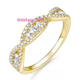 Band Rings Hot sale fashion women Jewelry Moissanite stones 10K Solid real Gold Twist Ring for wedding Engagement gift