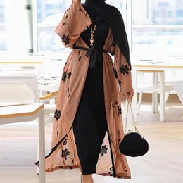 Chiffon Dubai Abaya Kimono Islam Muslim Hijab Dress Abayas For Women Kaftan Caftan Marocain Turkish Islamic Clothing Robe Coat1297m
