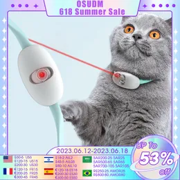Cat oyuncakları osudm otomatik kedi oyuncak akıllı lazer alay kedi yaka elektrikli usb şarj kedi eğlenceli oyuncaklar etkileşimli eğitim evcil hayvan ürünleri 230715