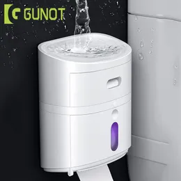 GUNOT UV Sterilization Toilet Paper Holder Portable Hygienic Paper Dispenser Bathroom Storage Box Home Bathroom Accessories T20042180b