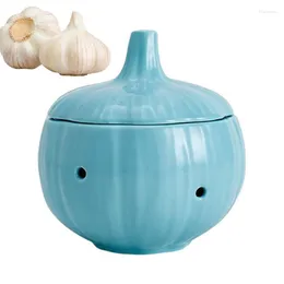 Storage Bottles Ceramic Garlic Keeper Potato Onion Vent Design Dried Chilli Container Saver With Lid For Home Countertop
