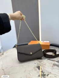 مصمم محفظة فيليسي محفظة حقيبة على سلسلة حقيبة يد portefeuille منقوشة WOC Messenger Bag Dicky Bag Bag Bag Black