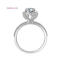 Anelli a fascia Luxury GRA Moissanite Diamond 925 Sterling Silver Unique Crown Prong Anello regolabile per le donne Gioielli del destino