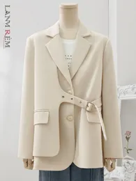 Damenanzüge Blazer LANMREM Designer Gespleißter Blazer Mantel Für Frauen Einreiher Lange Ärmel Koreanische Mäntel Weibliche Kleidung 2023 Herbst 32D163 230715