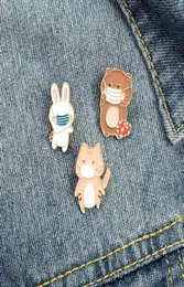 Cartoon Animal Rabbit Bear Emale Brooches Pin для женского модного платья рубашка Demin Metal Funny Brooch Pins Знаки продвижение G2323745