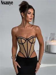 Kadın Tankları Camis Nsauye Straplecle Party Partis Omuz Kadın Tüpü Yaz Korse Y2K mahsulü Sıska Moda 2023 Seksi Kulüp Mini Tank Sırtsız 230715