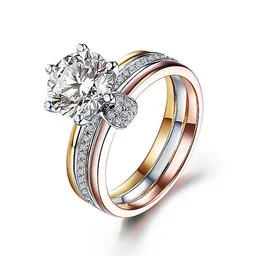 Anelli a fascia di marca di moda calda per le donne 2 colori argento brillante cristallo bling diamante CZ zircone anello gioielli da sposa per feste