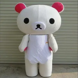 White Rilakkuma Mascot Costumes Animated theme Japanese bear animal Cospaly Cartoon mascot Character Halloween Purim party Carniva278s