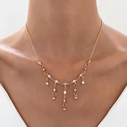 Princess Round Cut Cubic Zirconia Zircon Tassel Necklace New Fashion Personalized Water Drop Pending Choker Chain Silver Color Pendant Jewelry Collars For Women