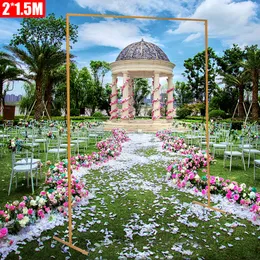 Arco de casamento de 2x1,5 m quadrado de ferro pano de fundo suporte de ouro adereços suporte de flores para festa de aniversário suprimentos de decoração