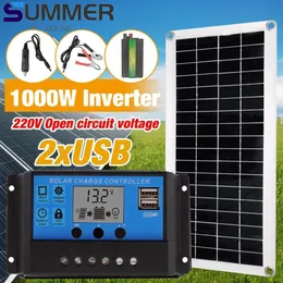 Annan elektronik 220V Solar Power System 30W Solar Batteriladdare 1000W Inverter USB Complete Controller Kit Home Portable Power Station 230715