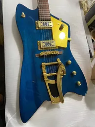 Rhxflame 6199 Billy Bo Jupiter Blue Thunderbird E-Gitarre Bigs Tremolo Saitenhalter Gold Hardware Gold Schlagbrett Grove Tuners TV Jones Type Pickups