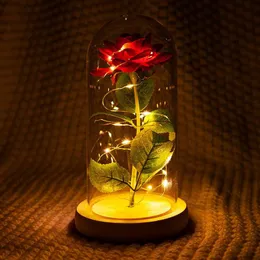 Romantic Eternal Rose Flower Glass Cover Beauty and Beast LED Battery Lamp Birthday Valentine039s Day Mother Gift Home Decorati5312884