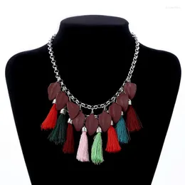 Naszyjniki wiszące lovbeafas bohemian oświadczenie kołnierz maxi naszyjnik kobiety biżuteria liście fringe fringe vintage choker collier femme