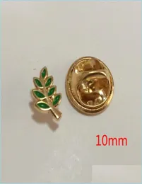 Pinki broszki 100pcs zielone szpilki szkliwa odznaka i broszki Acacia Sprig Masonic Regalia Mason Lapel Pin Akasha Prezent dla innych meta9067450