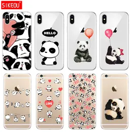 Silikonowa etui telefoniczna dla iPhone'a 6 x 8 7 6s 5 5s SE 2020 Plus 10 XR XS 11 Pro Max Cute Dinggul Panda Cartoon