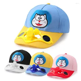 Ball Caps Cartoon Child Hat With Solar Fan Baseball Cap Outdoor Peaked Adjustable Embroidered Hats Summer Sunhat