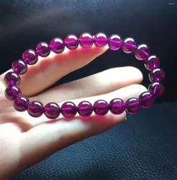 Strand Natural Purple Garnet Beads Bracelet 7mm 8mm 9mm Women Round Crystal Stretch Charm