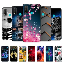 För Huawei P Smart 2020 Case Back Phone Cover på Psmart Pot-LX1A 6.21 "Bumper Coque Soft TPU Silicon Fundas Black TPU Case