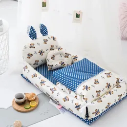 Łóżeczko dla niemowląt Born Sleeper Nest Bed Bedding Pedding Fence Portable Crib Matress z kocem kołdią 012 Miesiąc Toddler 230715