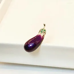 Brooches Eggplant Fresh Cute Fruit Brooch Female Trend Personality Small Pin Anti-light Button Cardigan Accessories Corsage